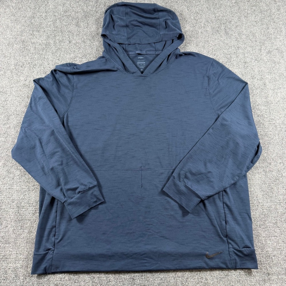 Nike Hoodie Mens XXL Blue Yoga Dri-FIT Loose Fit Pullover Long Sleeve Workout